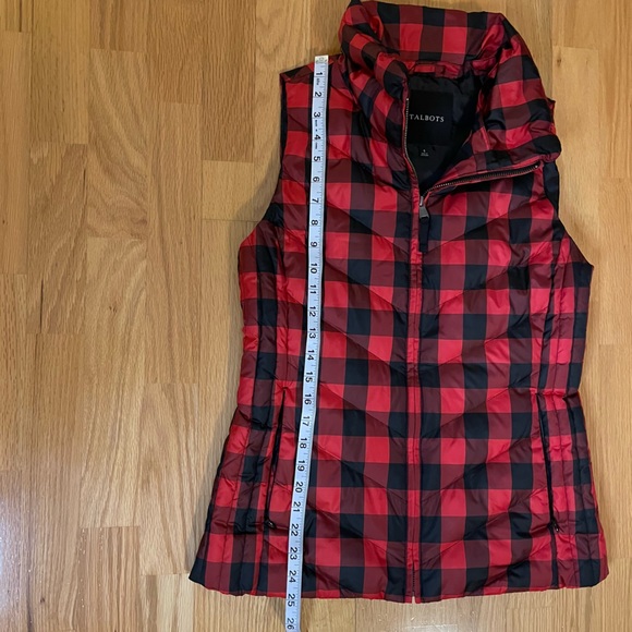 TALBOTS Red Black Buffalo Check Down Puffer Vest | Size Small - Picture 11 of 11